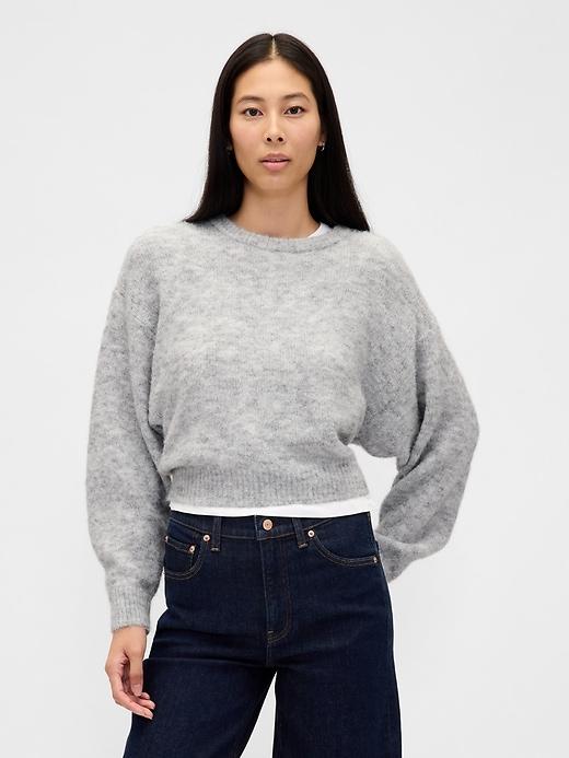 fuzzy oversized crewneck sweater