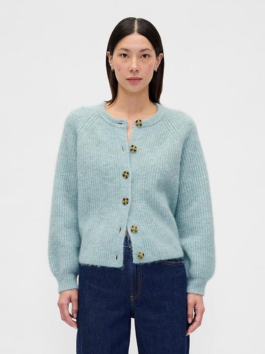 fuzzy shaker stitch cardigan
