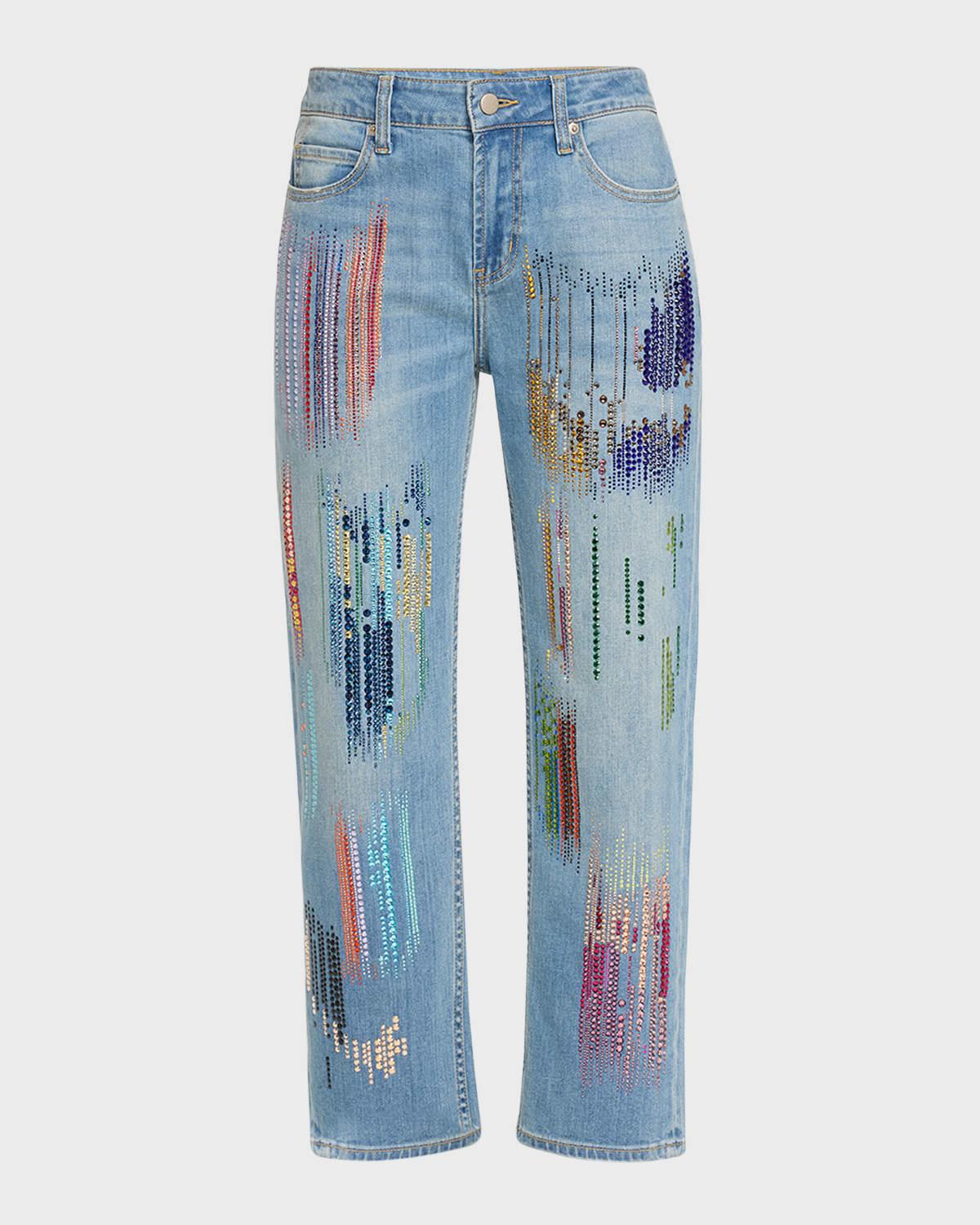 fwb boyfriend jeans with crystal detail