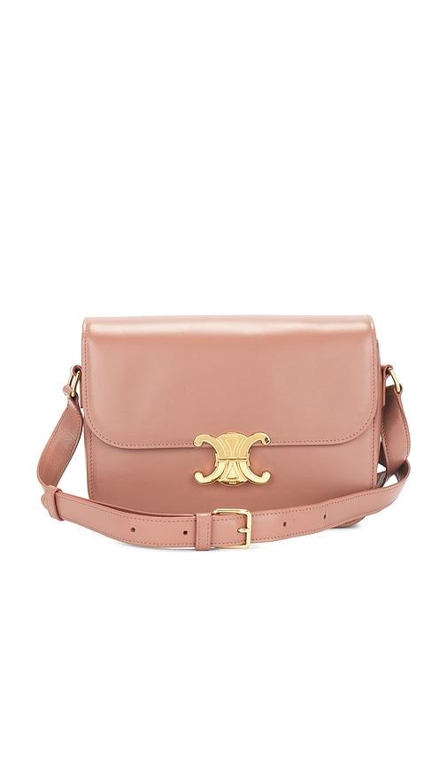 fwrd renew celine classique triomphe shoulder bag in pink.