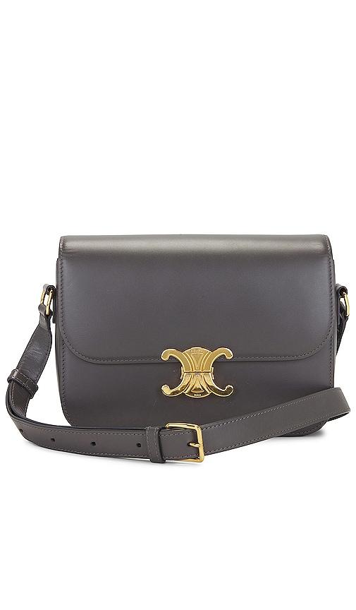 fwrd renew celine triomphe shoulder bag in black.