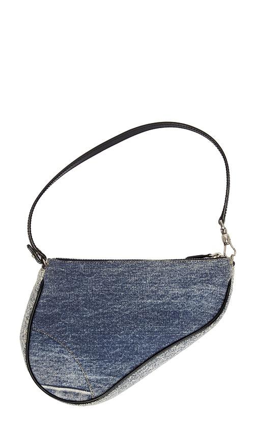 fwrd renew dior denim saddle bag in grey.