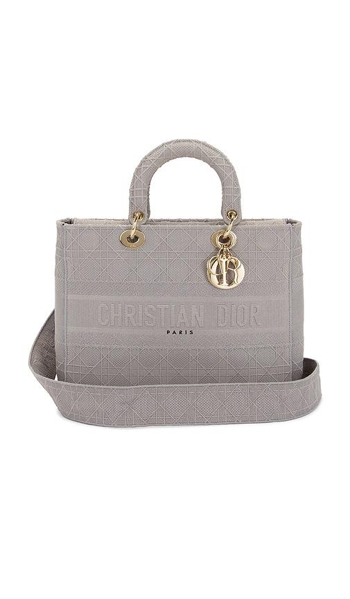 fwrd renew dior lady d-lite handbag in grey.