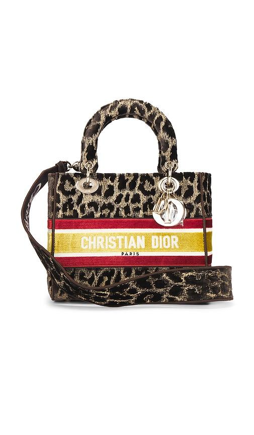 fwrd renew dior leopard lady d-lite handbag in brown.