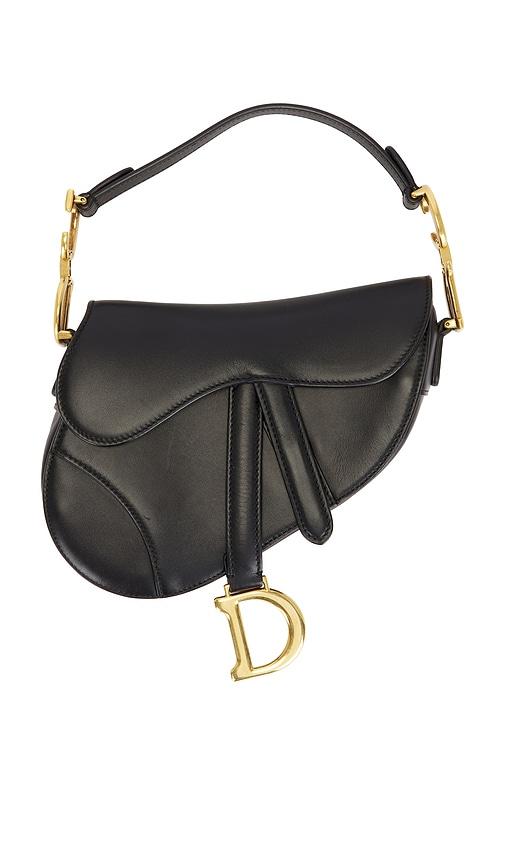 fwrd renew dior mini saddle bag in black.