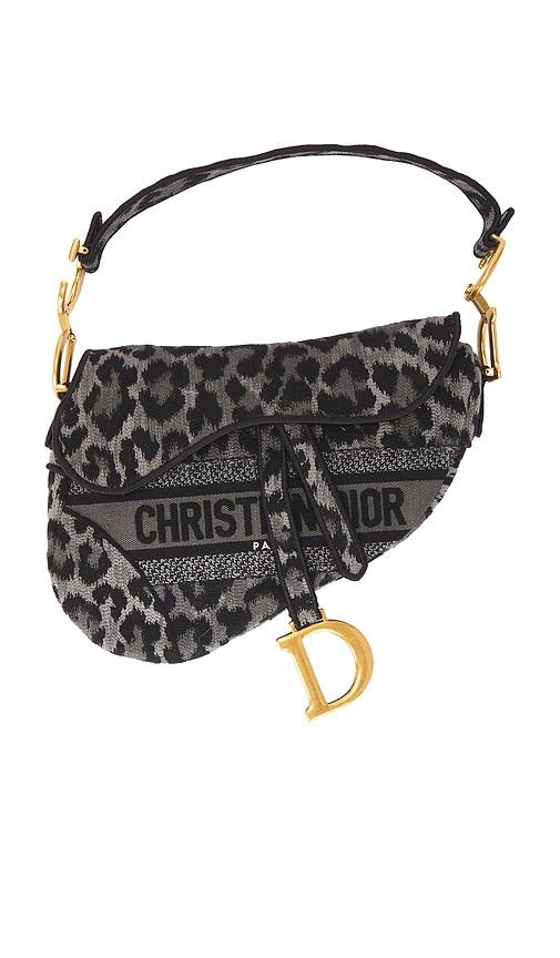 fwrd renew dior mizza embroidered saddle bag in grey.
