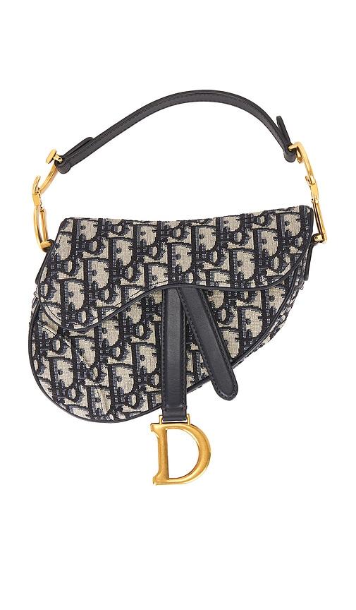 fwrd renew dior oblique trotter mini saddle bag in blue.