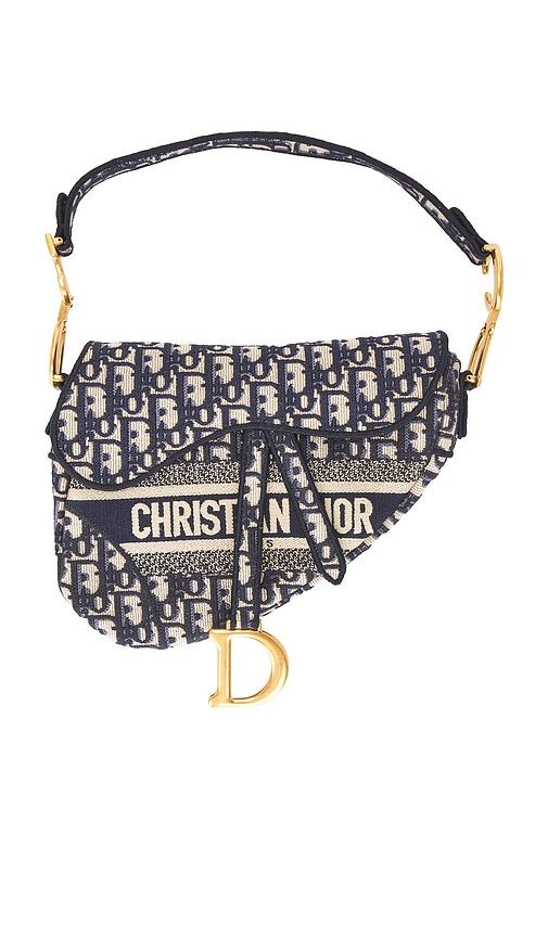 fwrd renew dior saddle bag in blue.