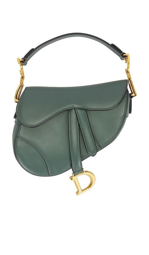fwrd renew dior saddle bag in green.