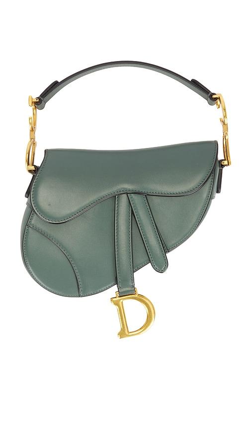fwrd renew dior saddle bag in green.