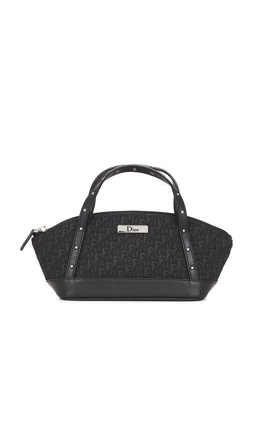 fwrd renew dior street chic bowling bag in black.