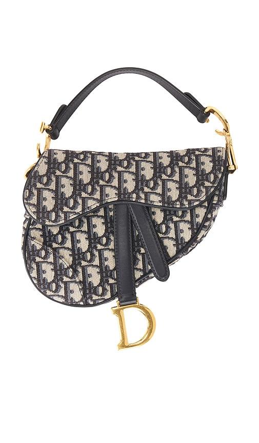 fwrd renew dior trotter oblique mini saddle bag in blue.