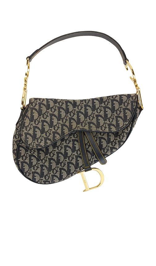 fwrd renew dior trotter oblique saddle bag in blue.