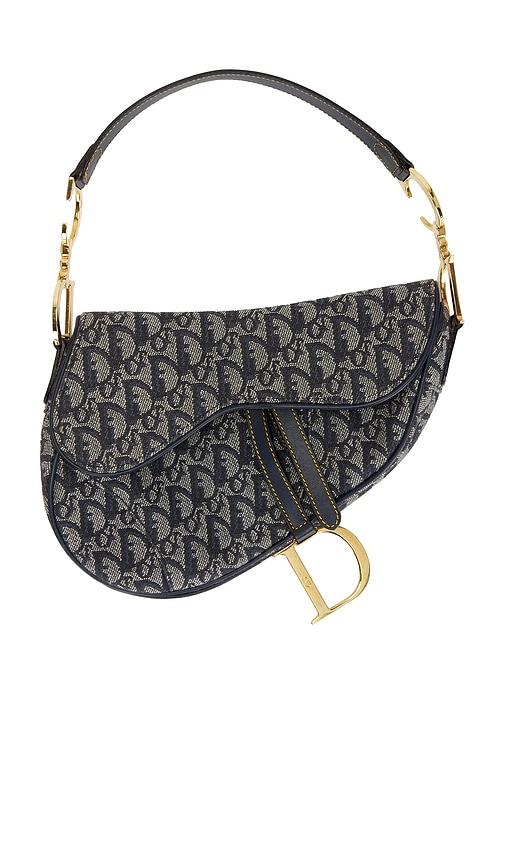 fwrd renew dior trotter oblique saddle bag in blue.