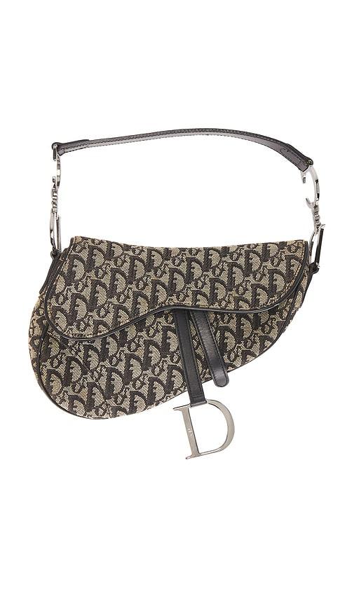 fwrd renew dior trotter oblique saddle bag in navy.