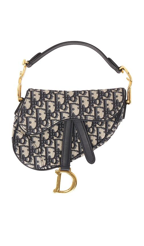 fwrd renew dior trotter oblique saddle bag in navy.
