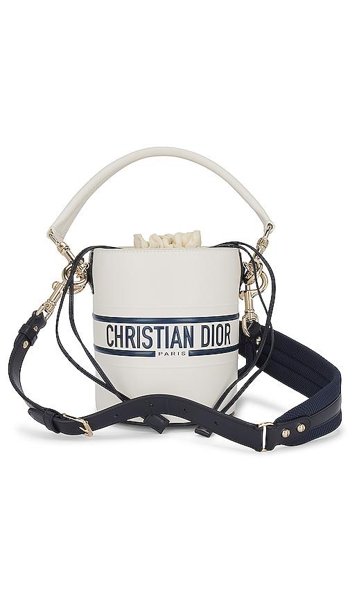 fwrd renew dior vibe bucket bag in white.