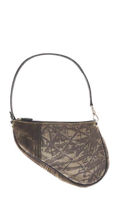 fwrd renew dior vintage denim saddle bag in blue,brown.