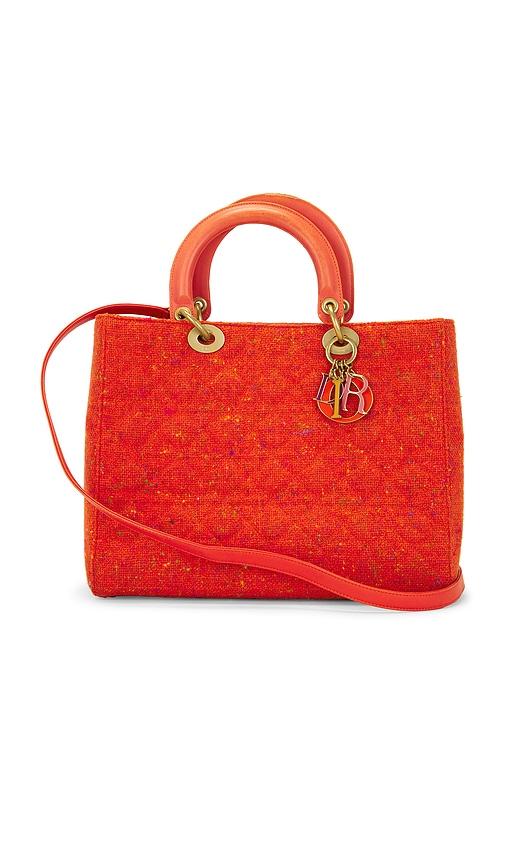 fwrd renew dior wool cannage lady handbag in orange.