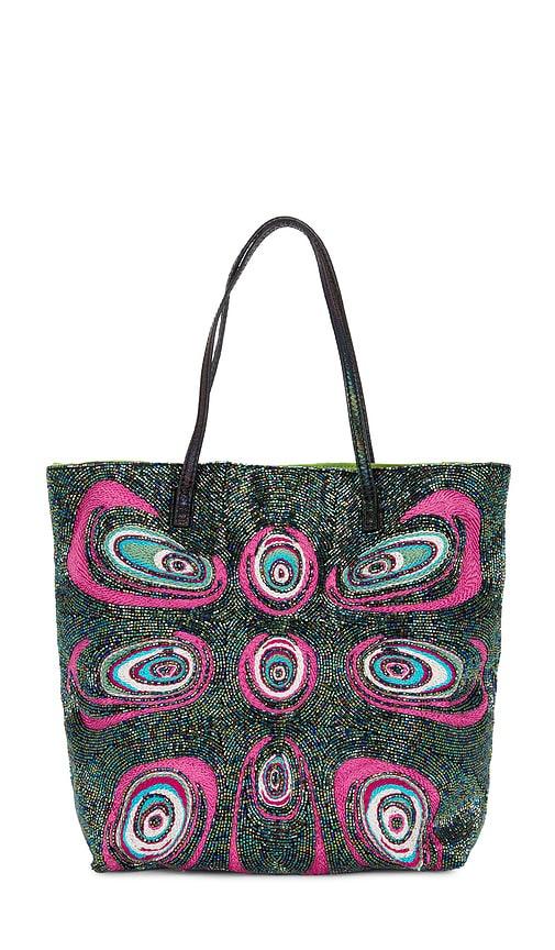 fwrd renew fendi beaded vintage tote bag in green,fuchsia.