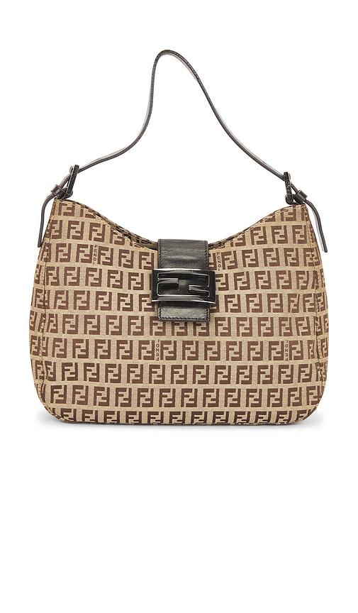 fwrd renew fendi mama baguette shoulder bag in beige.