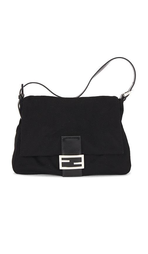 fwrd renew fendi mama baguette shoulder bag in black.