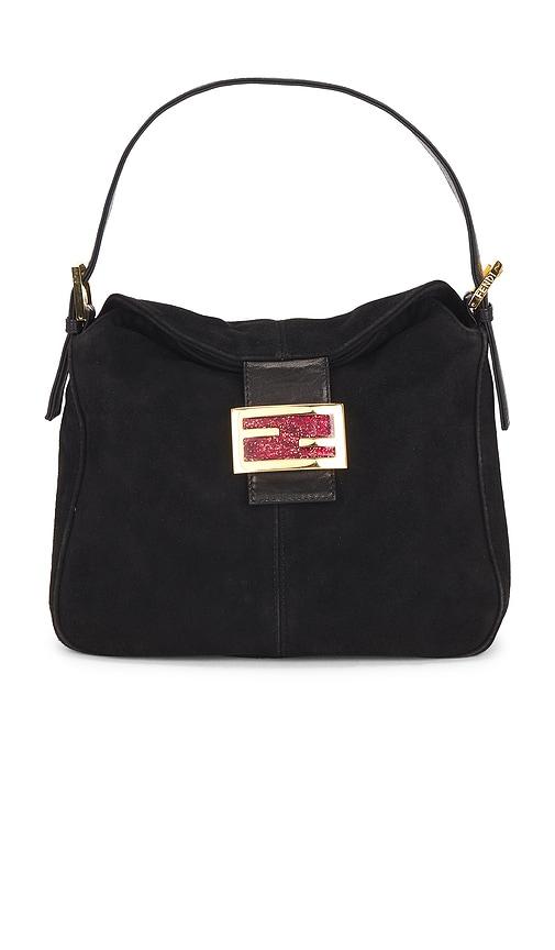 fwrd renew fendi mama baguette shoulder bag in black.