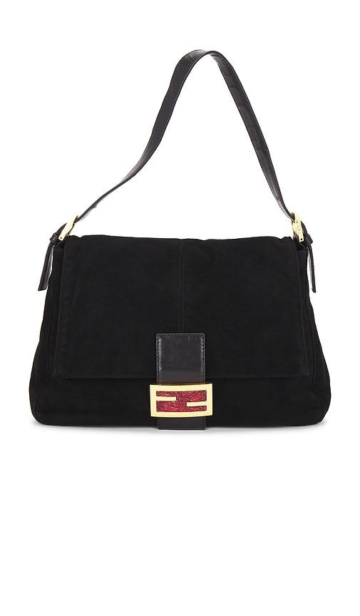 fwrd renew fendi mama baguette shoulder bag in black.