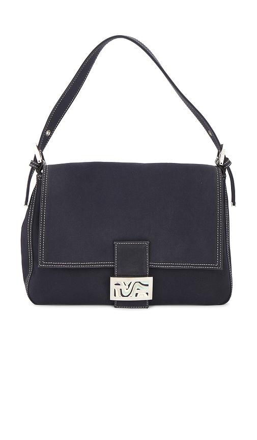 fwrd renew fendi mama baguette shoulder bag in blue.