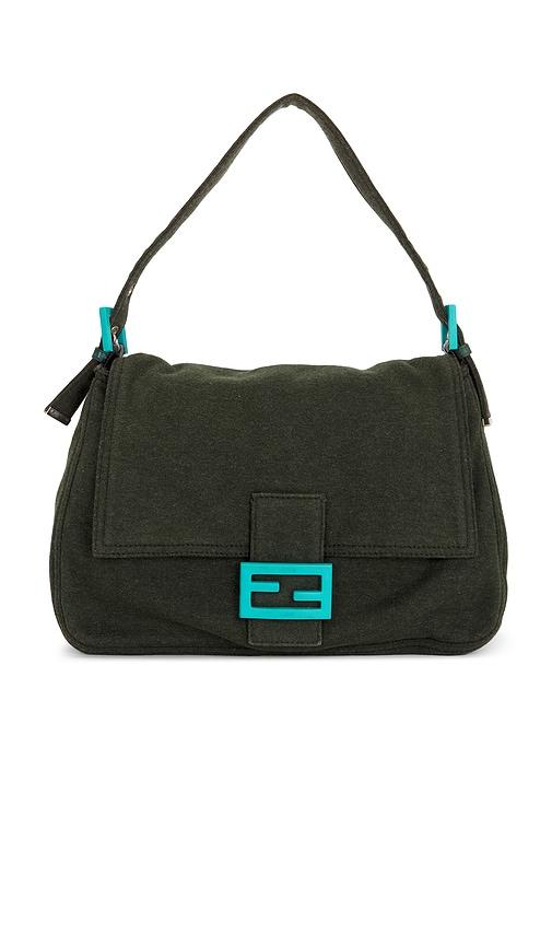 fwrd renew fendi mama baguette shoulder bag in green.
