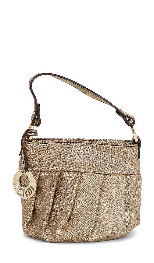 fwrd renew fendi mini chef shoulder bag in metallic gold.
