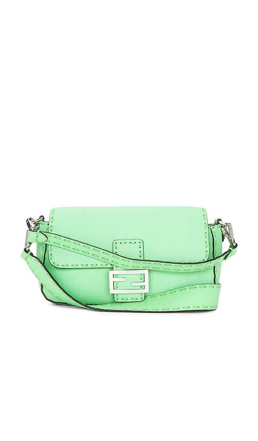 fwrd renew fendi selleria baguette nm shoulder bag in green.