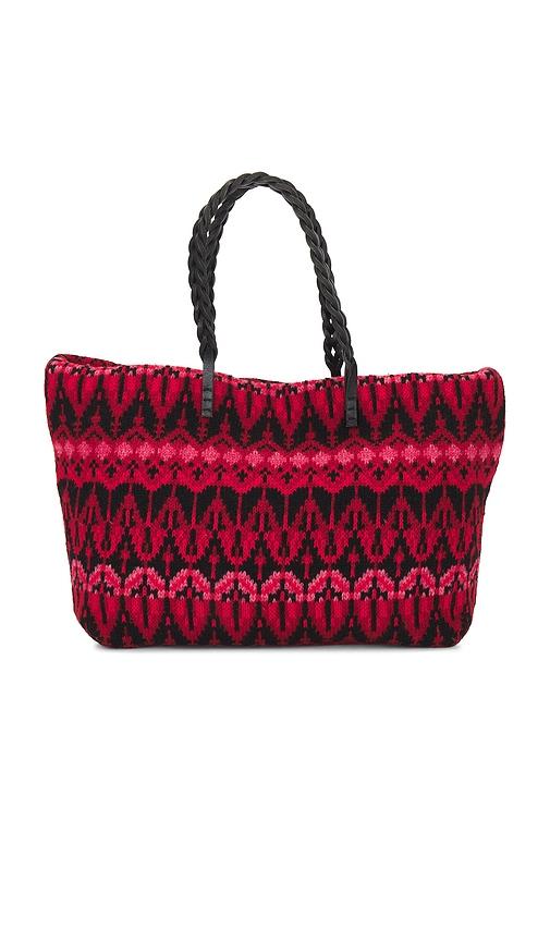 fwrd renew fendi wool tote bag in red.