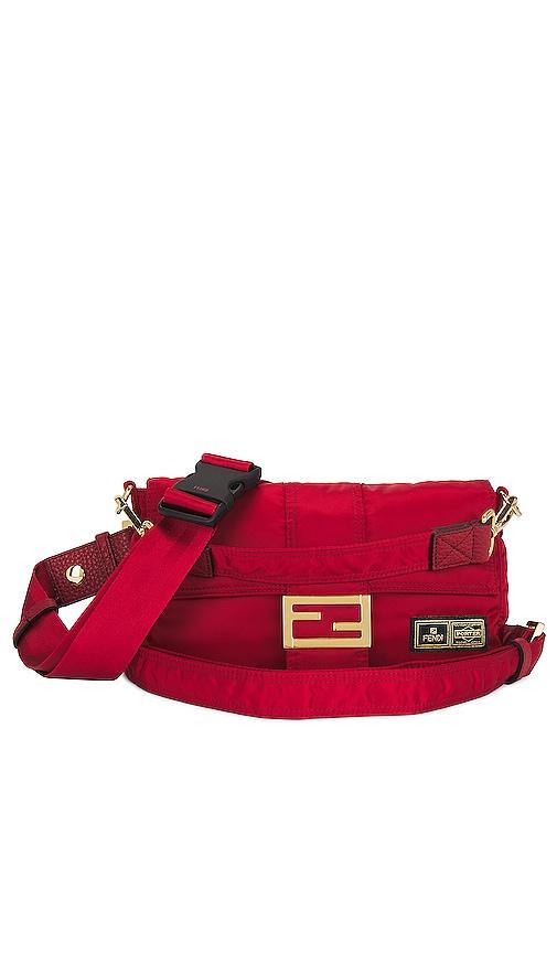 fwrd renew fendi x porter baguette shoulder bag in red.