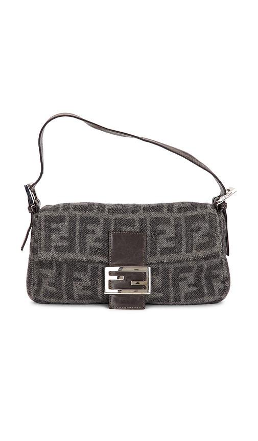 fwrd renew fendi zucca baguette shoulder bag in grey.