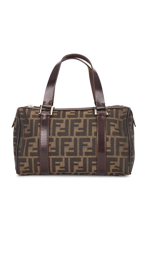 fwrd renew fendi zucca boston bag in brown.