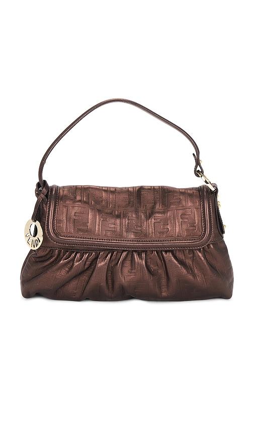 fwrd renew fendi zucca chef shoulder bag in brown.