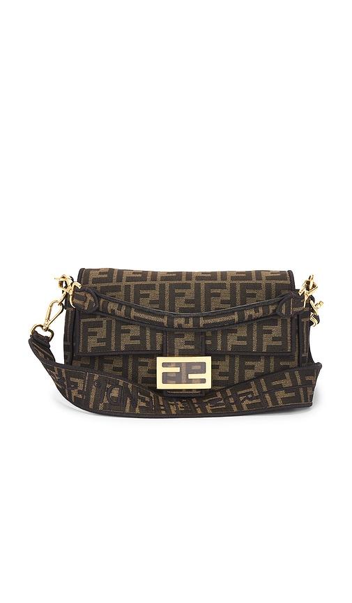 fwrd renew fendi zucca ff 1974 baguette shoulder bag in brown.