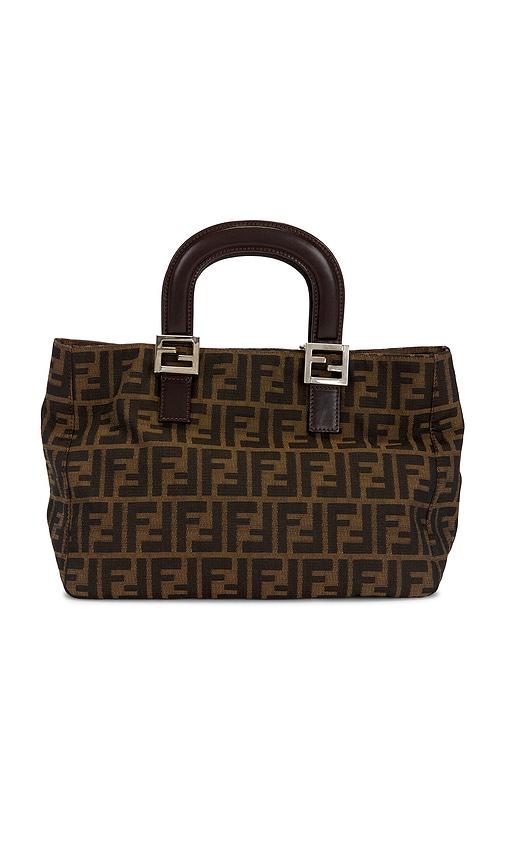 fwrd renew fendi zucca handbag in brown.