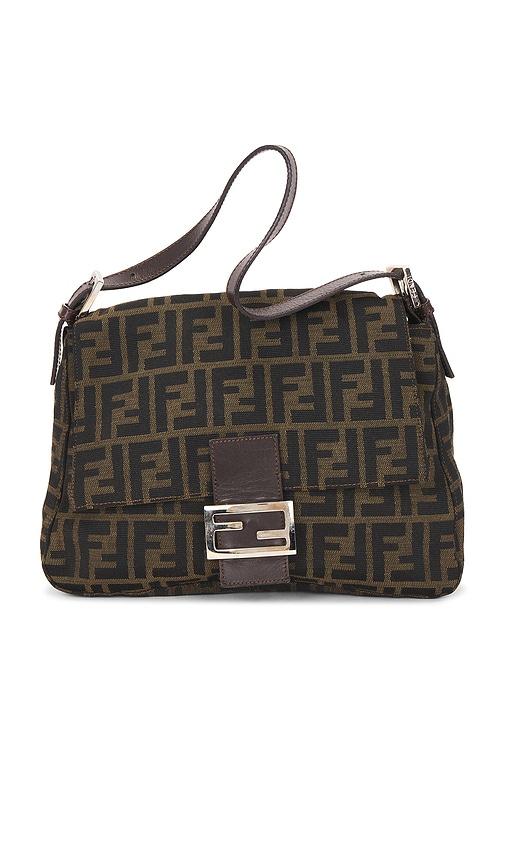 fwrd renew fendi zucca mama baguette shoulder bag in brown.