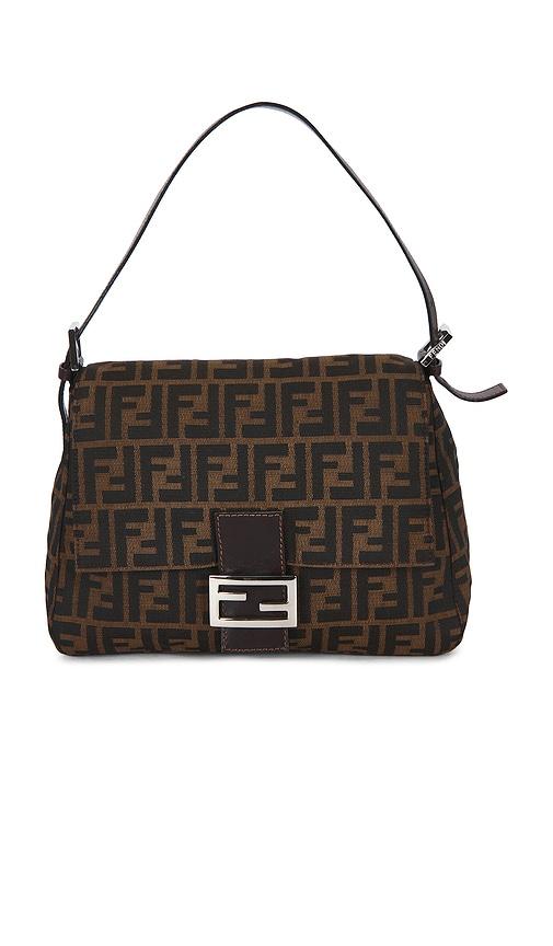 fwrd renew fendi zucca mama baguette shoulder bag in brown.