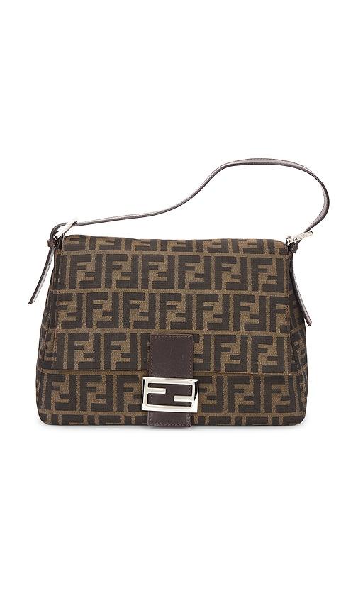 fwrd renew fendi zucca mama forever baguette shoulder bag in brown.