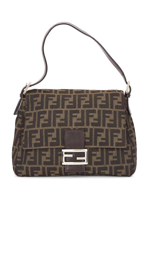 fwrd renew fendi zucca mama forever baguette shoulder bag in brown.