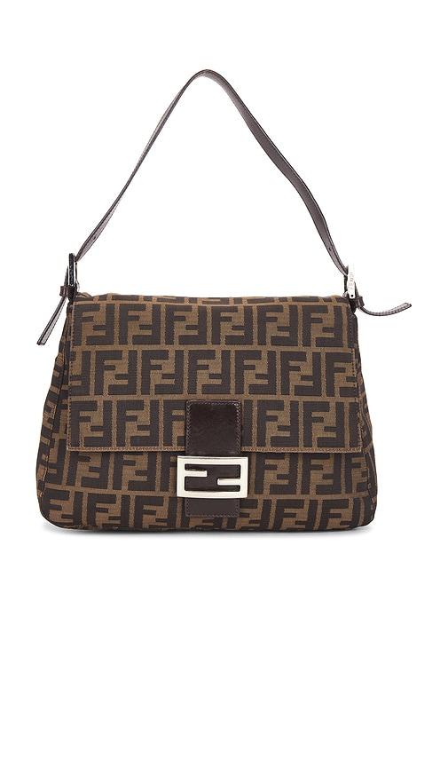 fwrd renew fendi zucca mama forever baguette shoulder bag in brown.
