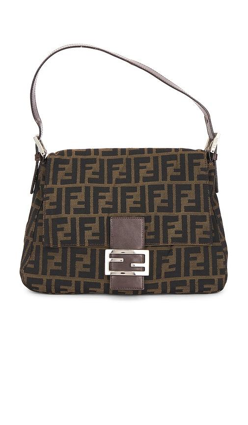 fwrd renew fendi zucca mama forever baguette shoulder bag in brown.