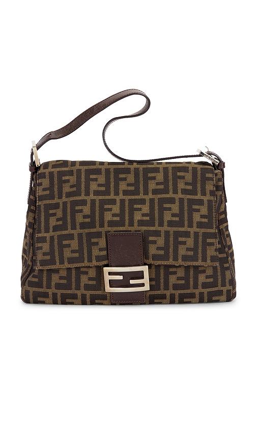 fwrd renew fendi zucca mama forever baguette shoulder bag in brown.