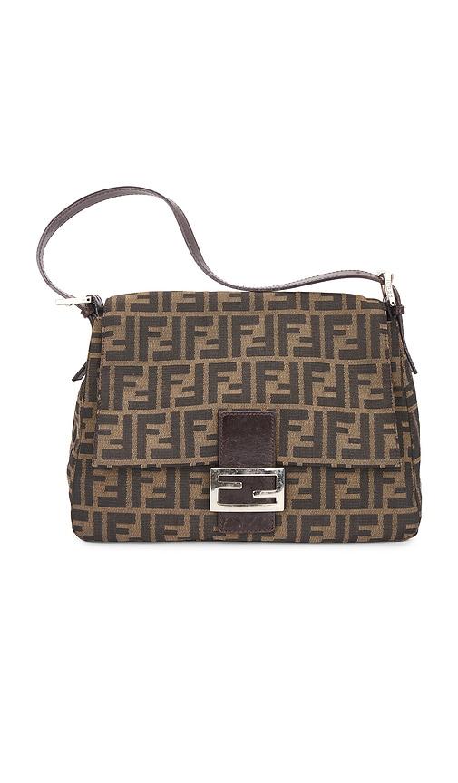 fwrd renew fendi zucca mama forever baguette shoulder bag in brown.