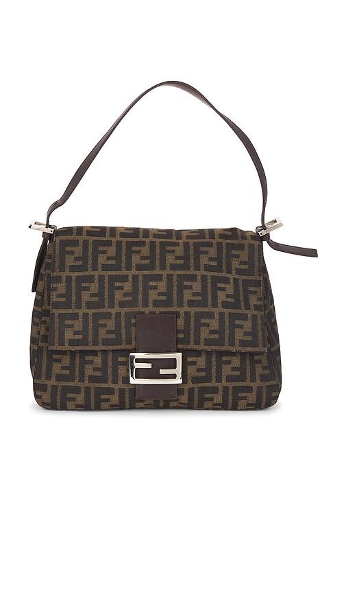 fwrd renew fendi zucca mama forever baguette shoulder bag in brown.