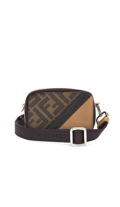fwrd renew fendi zucca shoulder bag in brown.