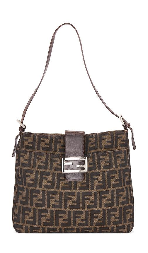 fwrd renew fendi zucca shoulder bag in brown.